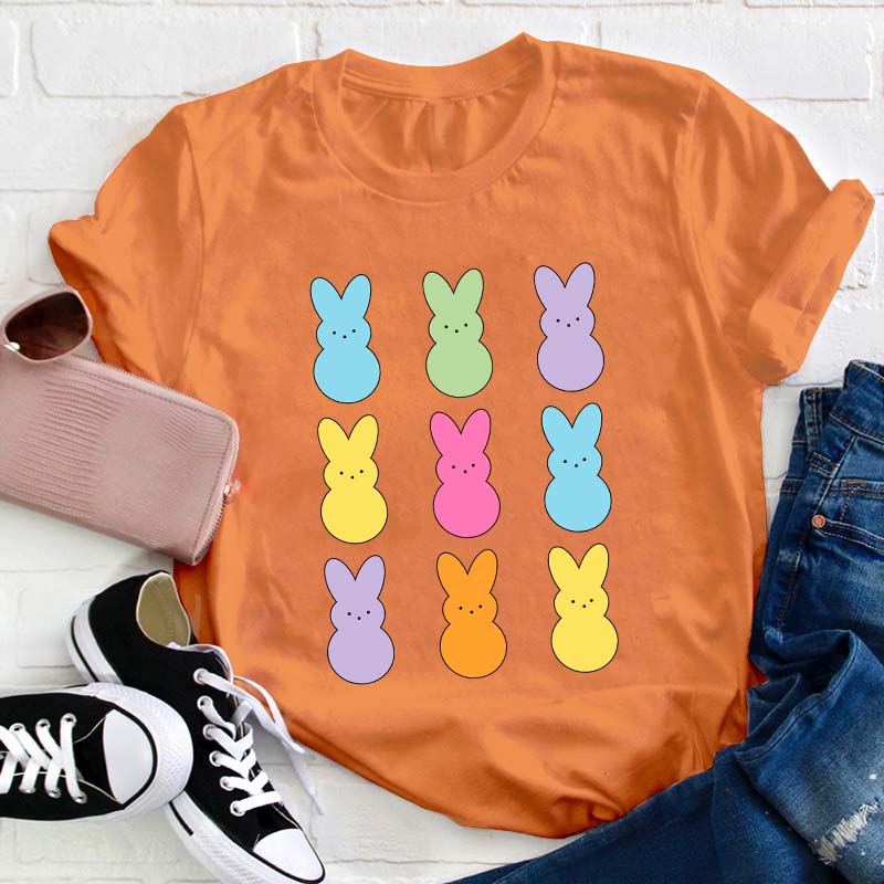 Colorful Easter Peeps Teacher T-Shirt