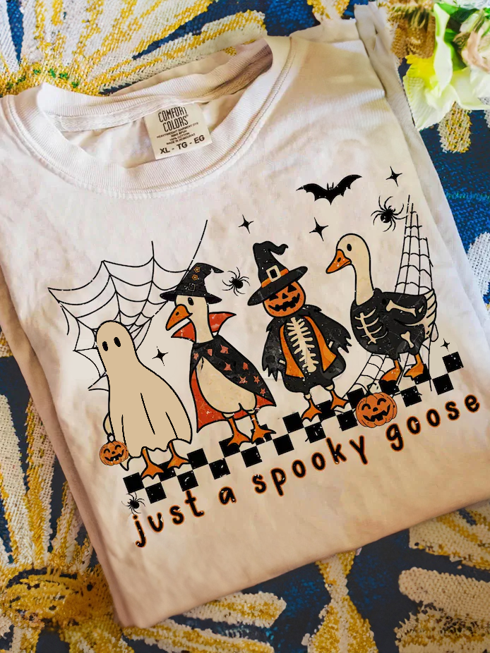 Boo Ghost Halloween Goose Retro T-shirt