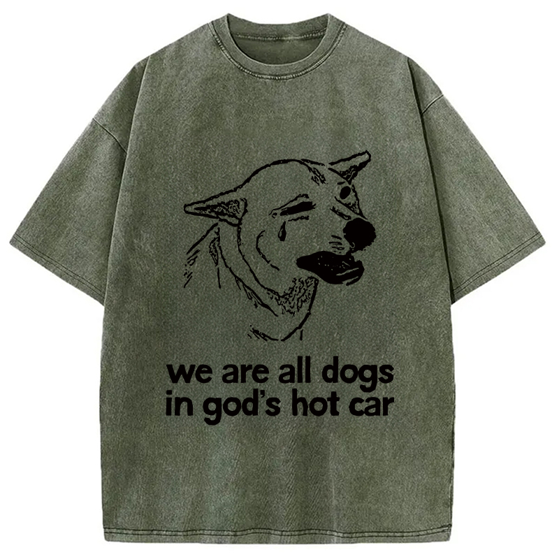 Sad Dog Funny Washed T-shirt