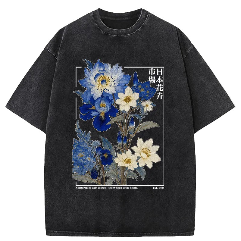 Japan Flower Market Vintage Washed T-shirt