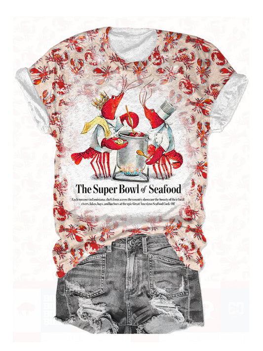 Crayfish Party Print Crew Neck T-shirt
