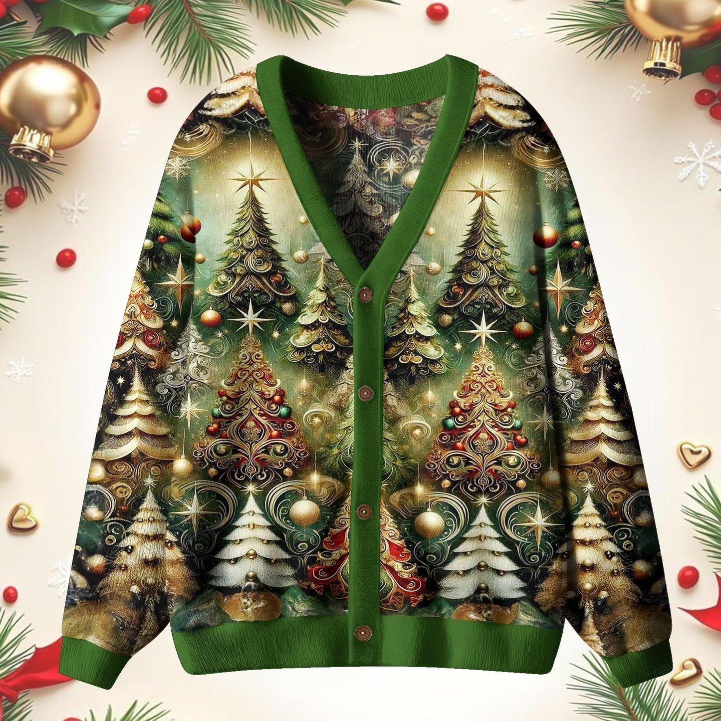 Christmas Retro Christmas Tree Unisex Ugly Cardigan Sweaters