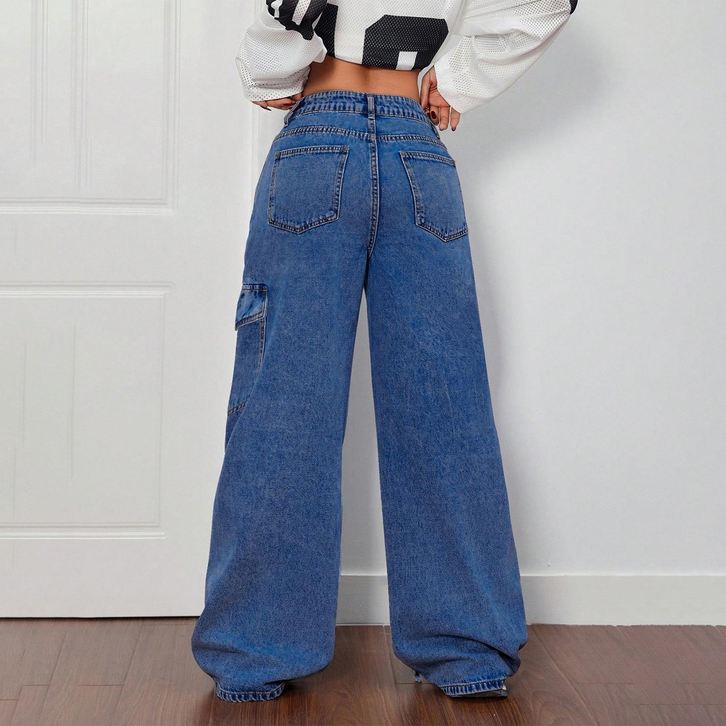 Women's Baggy Jeans Bow Tie Boyfriends Straight Leg Loose Trendy Mid Rise Denim Pants for Travel Daily Wear amiable
