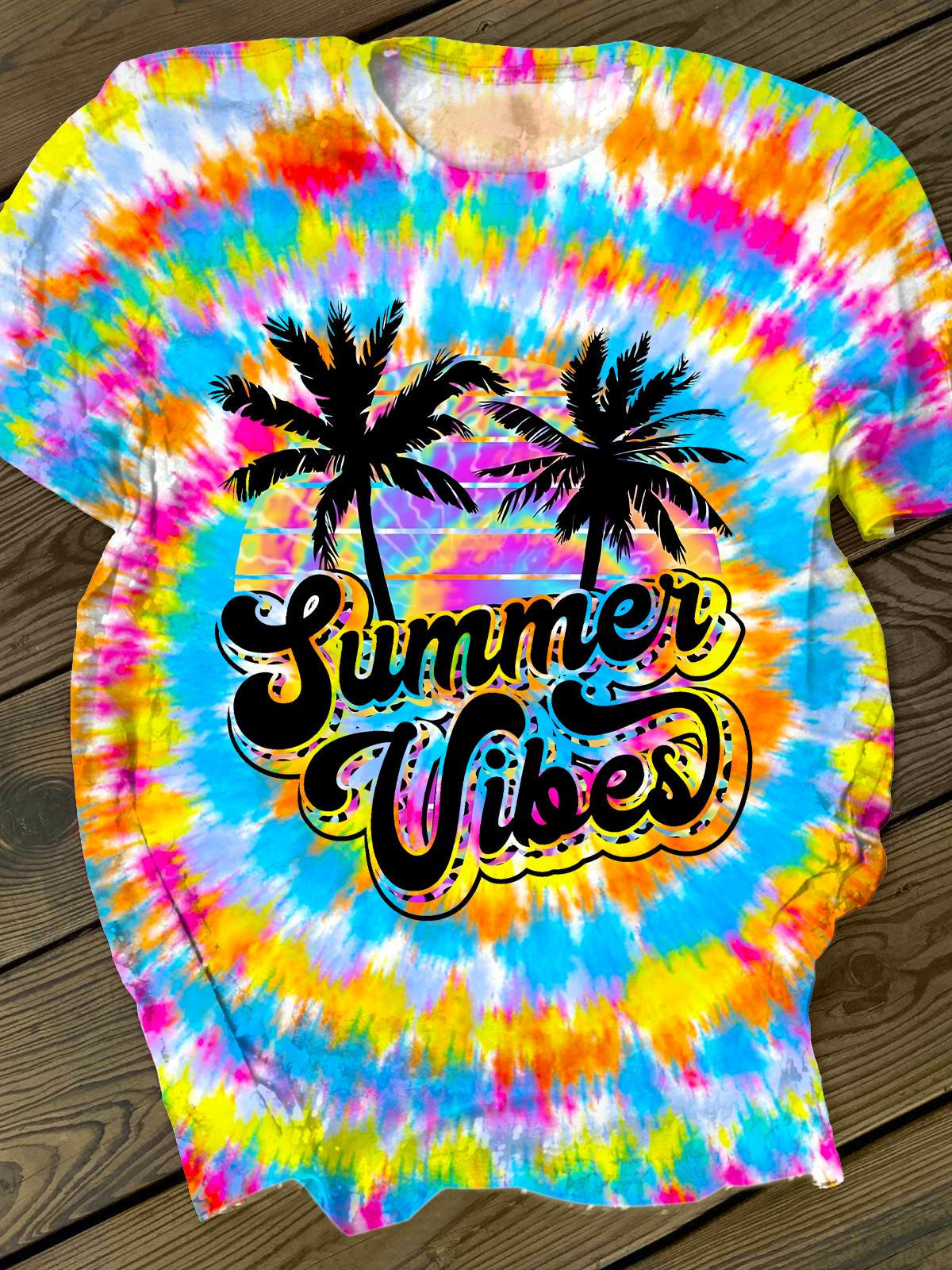 Beach Vacation Printed Crew Neck T-shirt