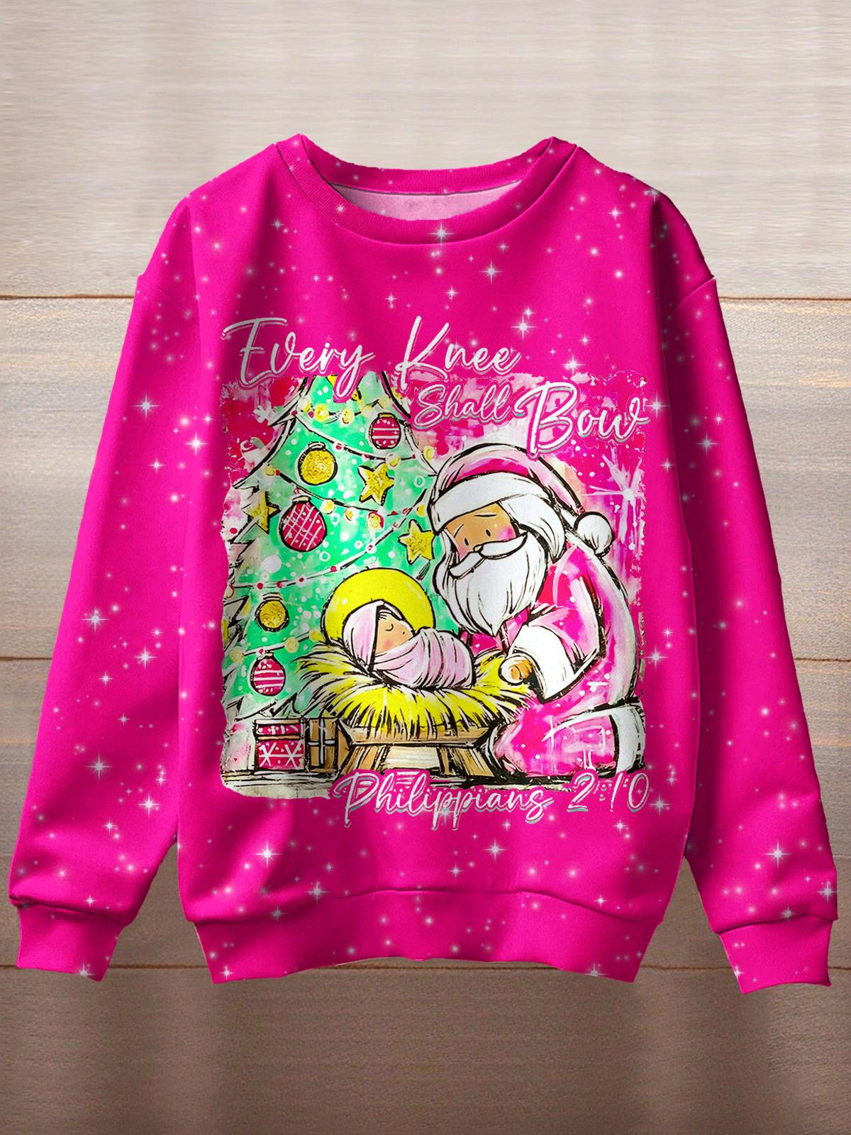 Christmas Jesus Printed Long Sleeve Casual Top