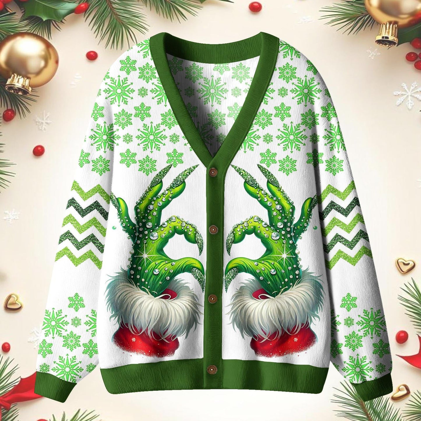 Christmas Cute Grinch Unisex Ugly Cardigan Sweaters