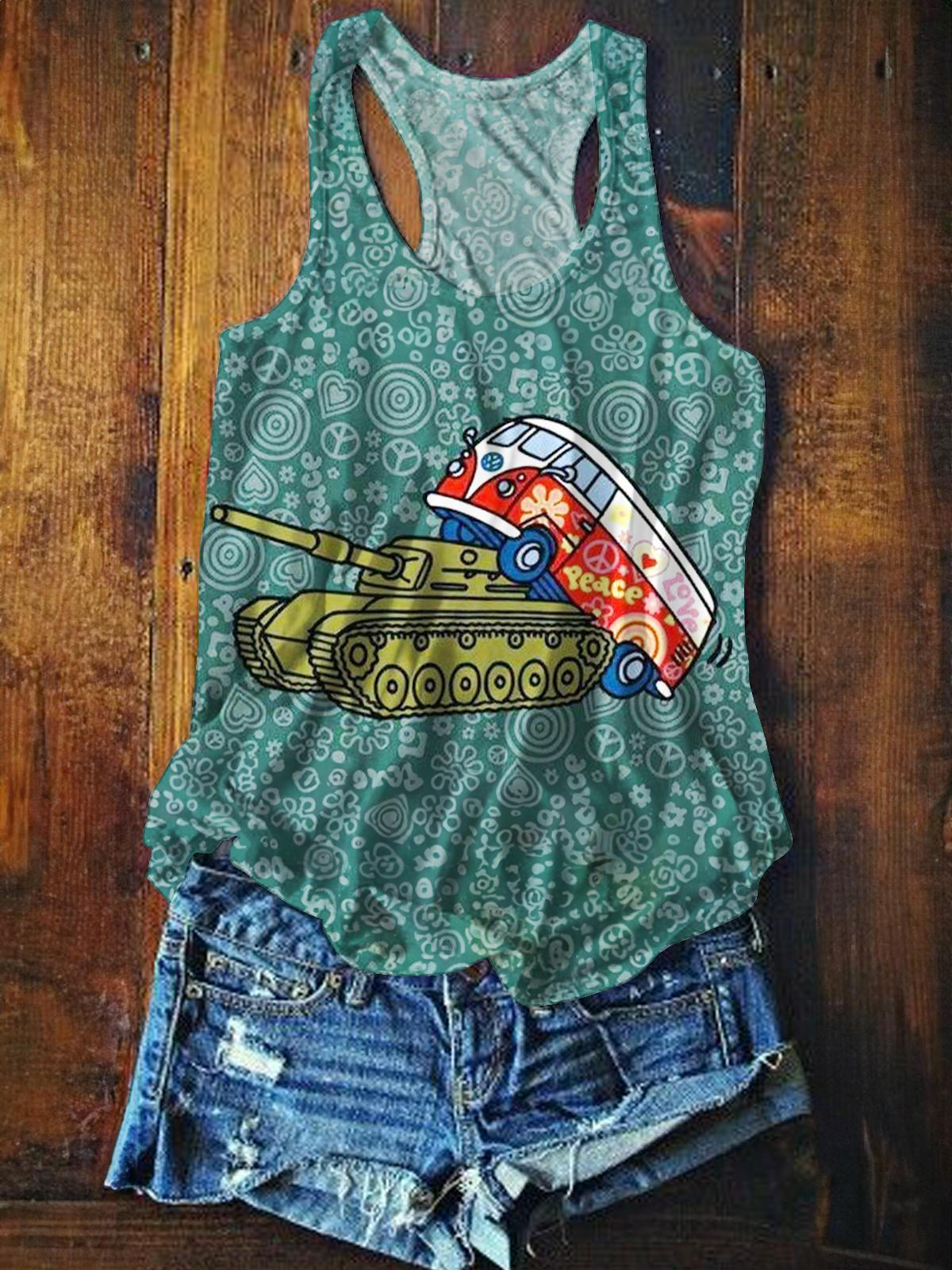Funny Hippie Printed Casual Tank Top