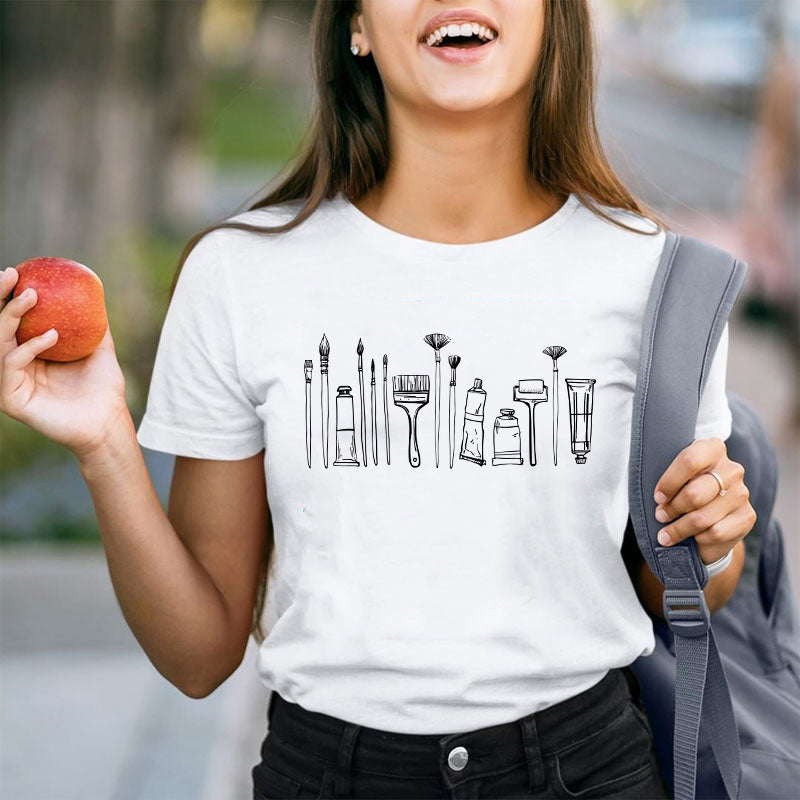 Paint Brushes Teacher T-Shirt