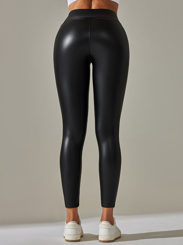 Skinny Wrap High-Waisted Solid Color Leggings