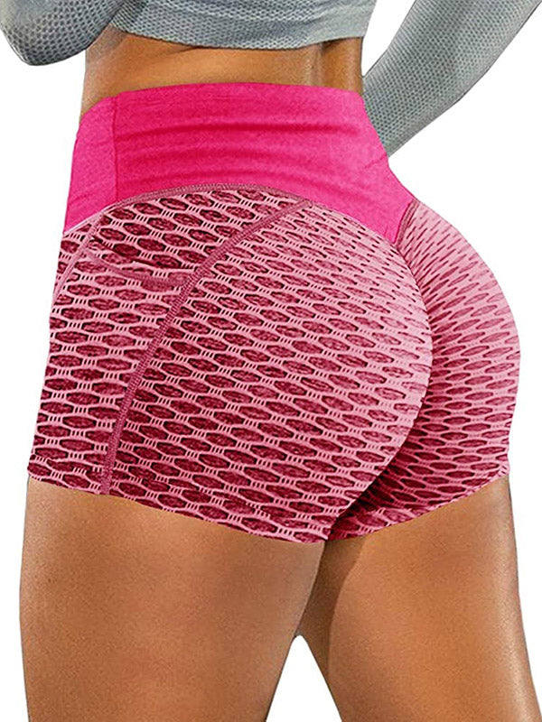 Solid Color High-Waisted Hip Lift Tight Sports Shorts