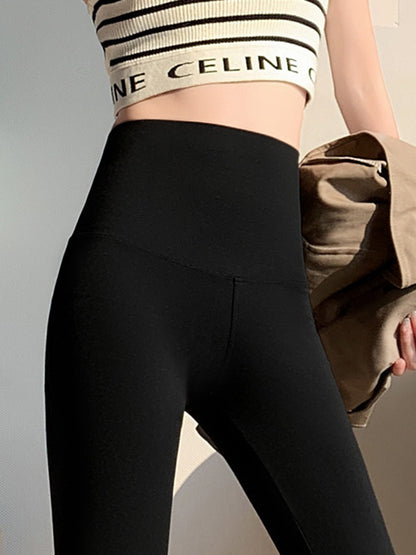 Casual Skinny Leg Keep Warm Solid Color Leggings