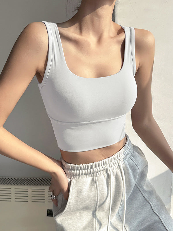 Wrap Back Cross Hollow Square-Neck Sports Bra