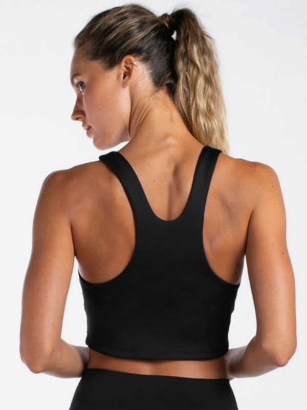 High-Low Skinny Solid Color Spaghetti-Neck Sports Bra