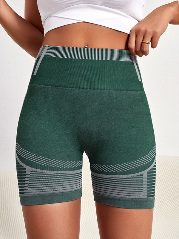 Skinny Wrap High-Waisted Yoga Bottoms Printing Solid Color Tights Shorts