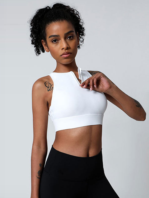 Zip Back Crossover Sports Bra