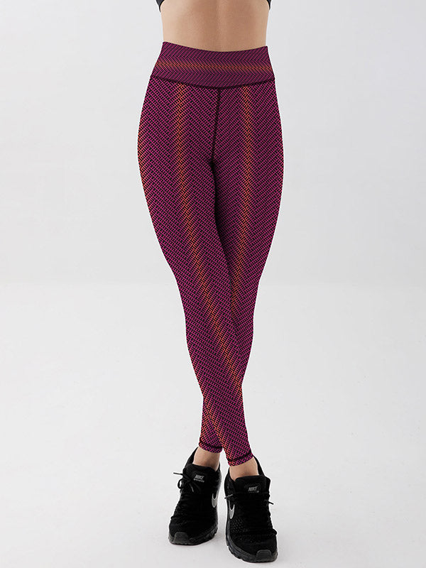 Gradient Diamond Lattice Print High-Waisted Slim Leggings