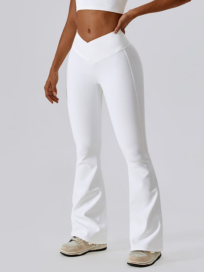 Flared Pants Skinny High-Waisted Solid Color Yoga Bottoms