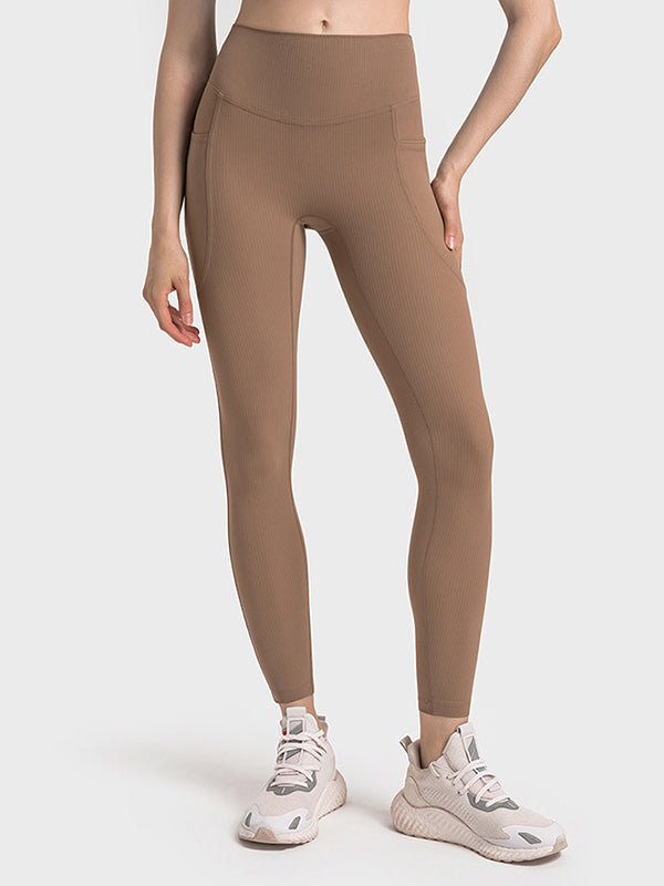 Skinny Leg Wrap Pockets Solid Color Leggings