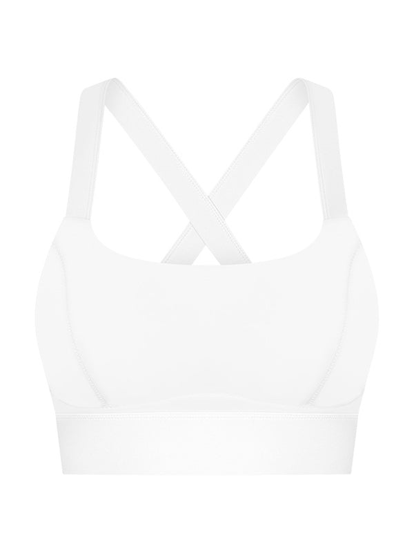 Skinny Wrap Back Cross Yoga Tops Solid Color Spaghetti-Neck Bra