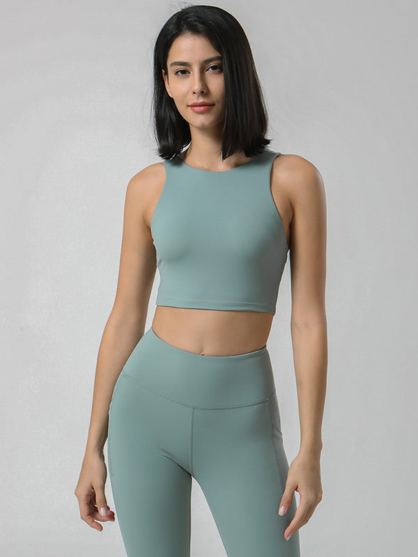 Breathable Solid Color High-Waisted Pockets Yoga Suits