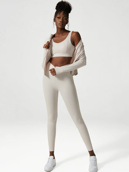 High Waisted Wrap Fluorescent Tees&Bra&Leggings Suits