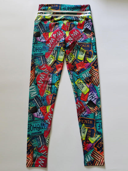 Digital Printed High Stretch Slim Cropped Nine-Point Leggings