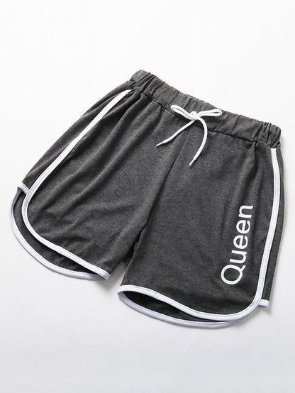 Casual Letters Printed Contract Color Sports Shorts