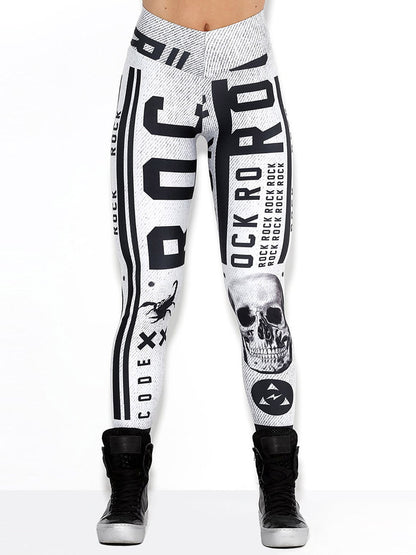 Halloween Skull Print Sports Leggings