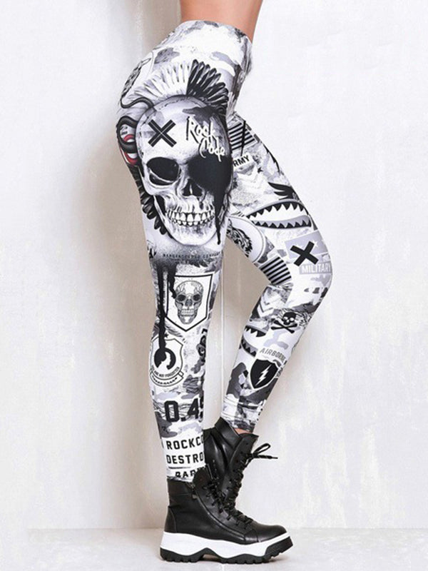 Skinny Skull Print Yoga Bottoms Leggings