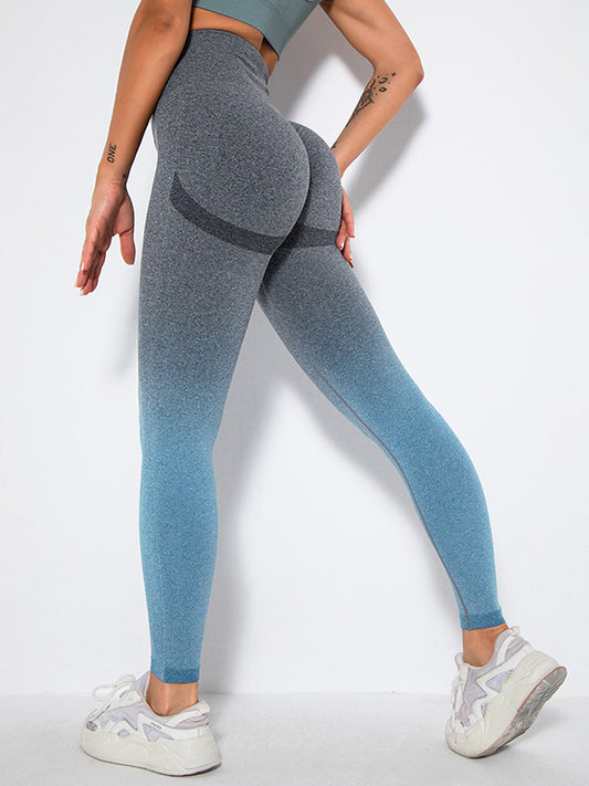 Seamless Gradient Hips-Lift Running Sport Leggings