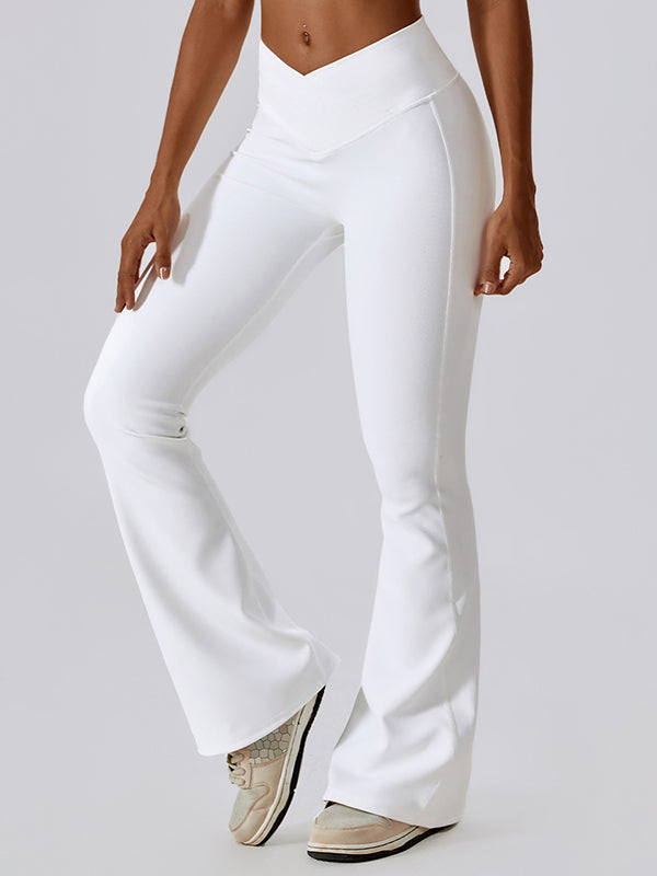 Flared Pants Skinny High-Waisted Solid Color Yoga Bottoms