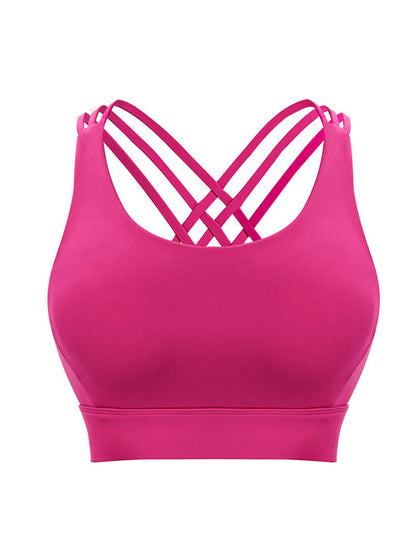 Skinny Wrap Hollow Printing Solid Color Yoga Tops Spaghetti-Neck Bra