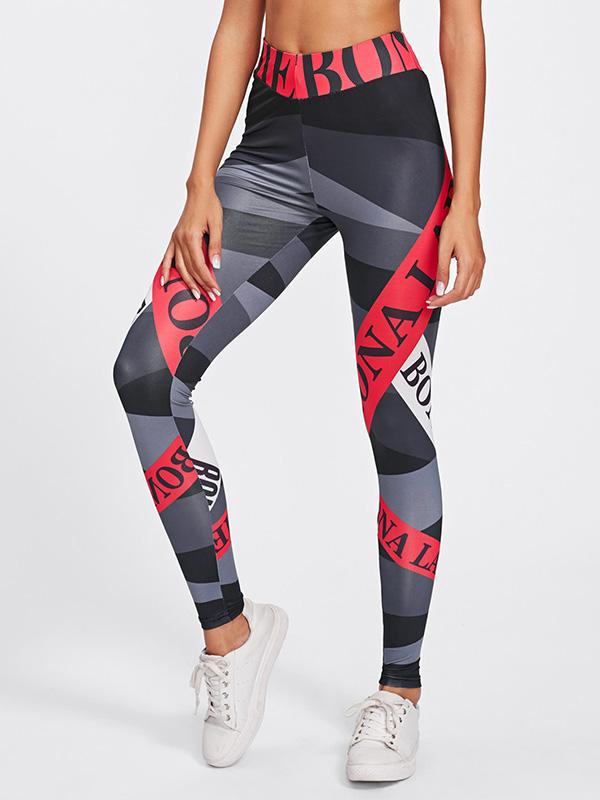 Sexy Printed Contract Color Wrap High-Waisted Sports Leggings