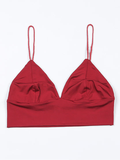 Simple Spaghetti-Neck V-Neck Sports Bras