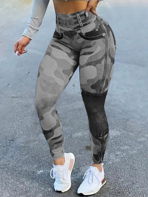 Wrap Skinny Leg High-Waisted Printed Camouflage Leggings