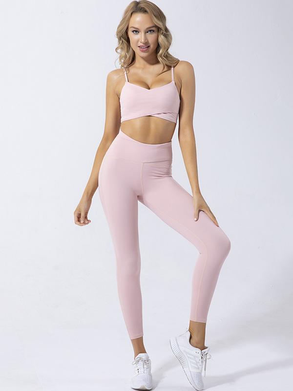 Solid Color High-Waisted Bra&Leggings Yoga Suits