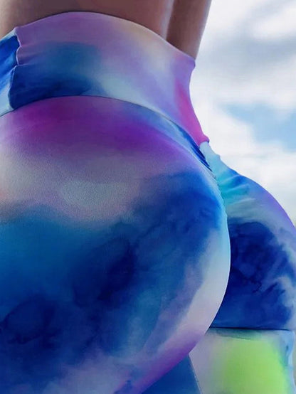 Tie-Dyed High-Waisted Quick Dry Flexible Running Leggings