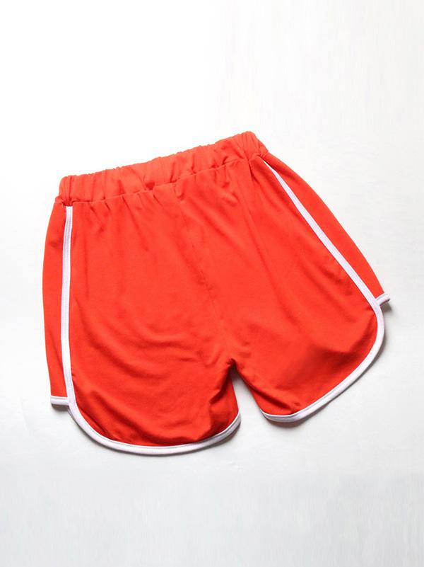 Casual Contrast Color Belted Sports Shorts