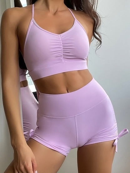 Shaping Drawstring Bra&Shorts Sport Suits