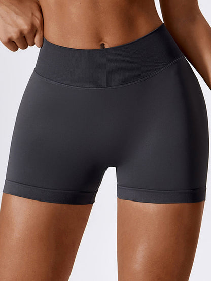 Wrap Solid Color Seamless Tummy Lifting Sports Shorts