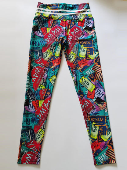 Digital Printed High Stretch Slim Cropped Nine-Point Leggings