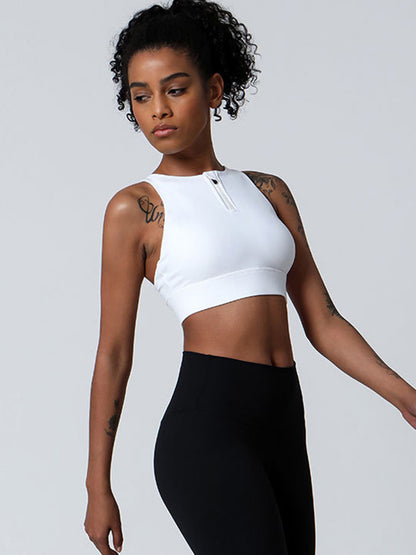 Zip Back Crossover Sports Bra