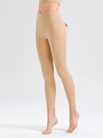 Bow-Embellished Solid Color Tights Skinny Wrap Yoga Bottoms