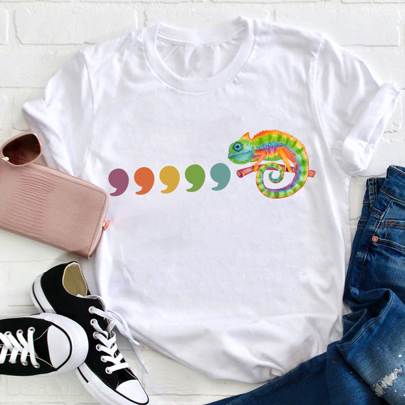Comma Comma Chameleon Teacher T-Shirt