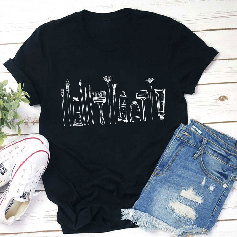 Paint Brushes Teacher T-Shirt