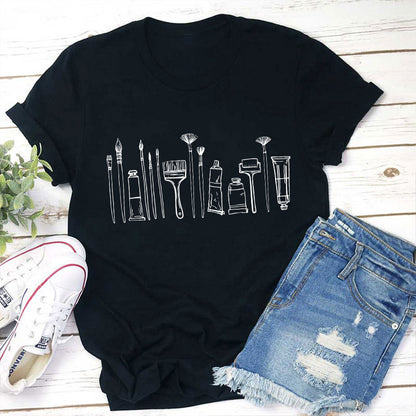 Paint Brushes Teacher T-Shirt