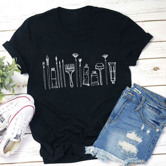 Paint Brushes Teacher T-Shirt