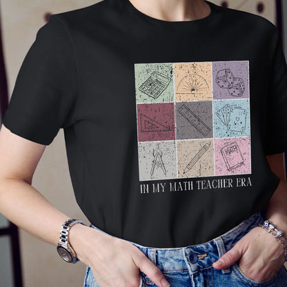 In My Math Teacher Era Mathematical Tools Icons Teacher T-Shirt