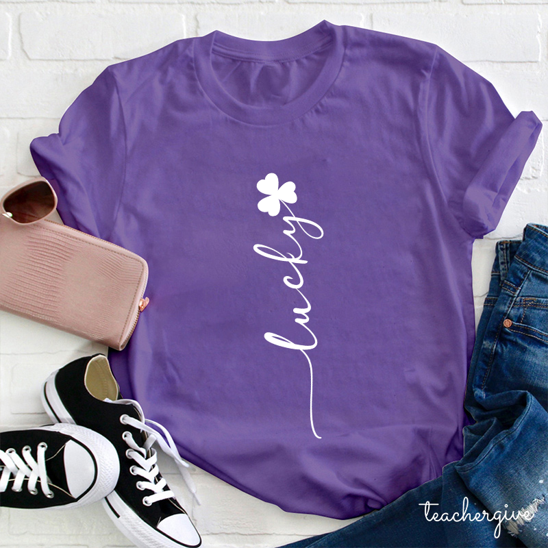 Clover Flower Lucky Stem Teacher T-Shirt