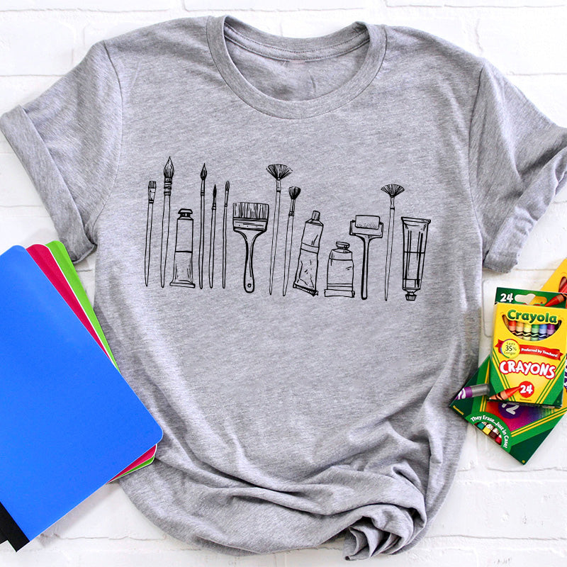 Paint Brushes Teacher T-Shirt